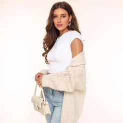 Olivia & Kate Cream Woolen-Cardigan Hot
