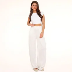 Olivia & Kate Creme Tall Satin-Pants Hot