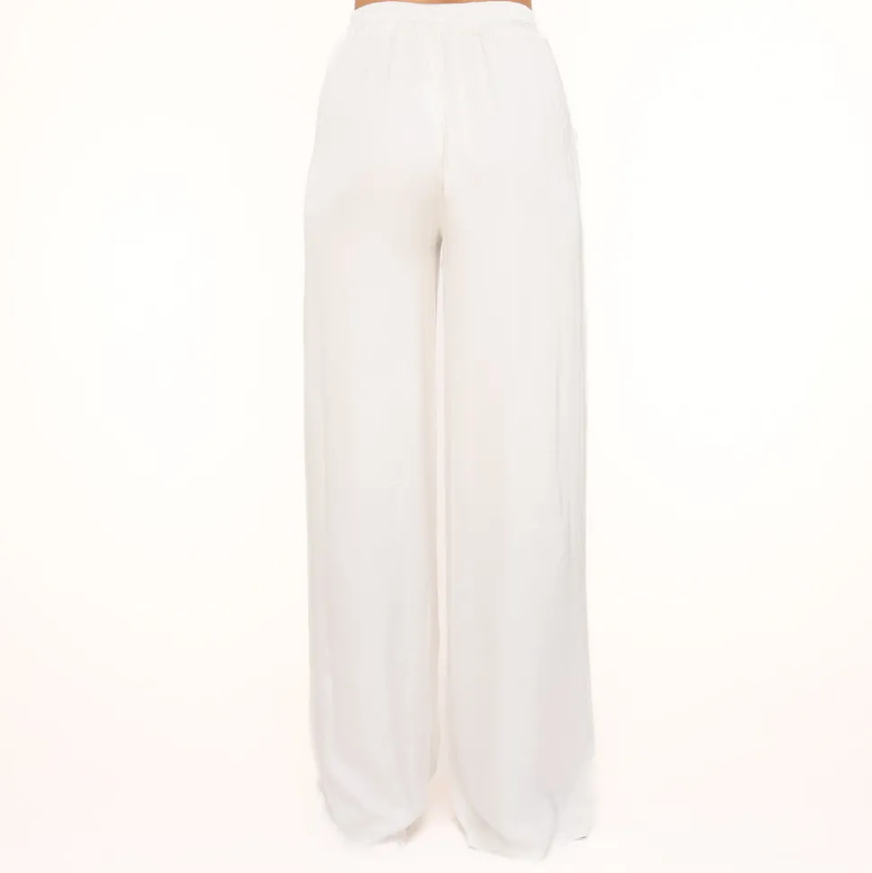 Olivia & Kate Creme Tall Satin-Pants Hot