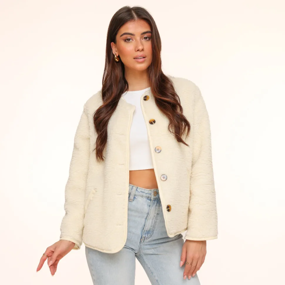 Olivia & Kate Creme Teddy-Jacket Best Sale