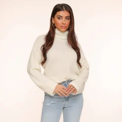 Olivia & Kate Creme Turtleneck-Sweater Outlet