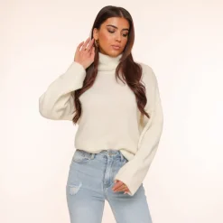 Olivia & Kate Creme Turtleneck-Sweater Outlet