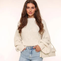 Olivia & Kate Creme Wool Oversized Knitted-Sweater Fashion