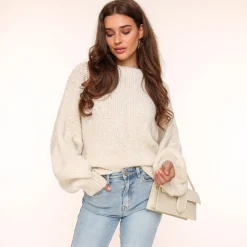 Olivia & Kate Creme Wool Oversized Knitted-Sweater Fashion