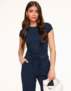 Olivia & Kate Dark Blue Basic Ss-Top Fashion