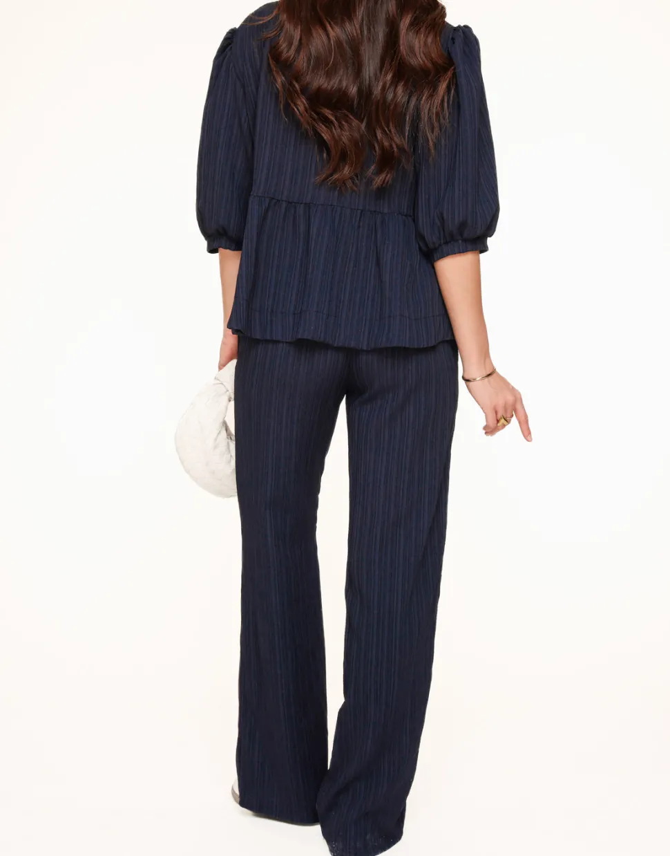 Olivia & Kate Dark Blue Short Bow Ties Puff Sleeves Pleated-Set Cheap