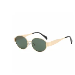 Olivia & Kate Dark Green Oval Gold Frame-Sunglasses Outlet