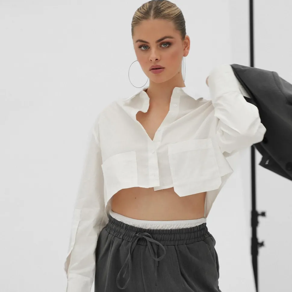 Olivia & Kate Dark Grey Studio White Edge-Pantalon Clearance