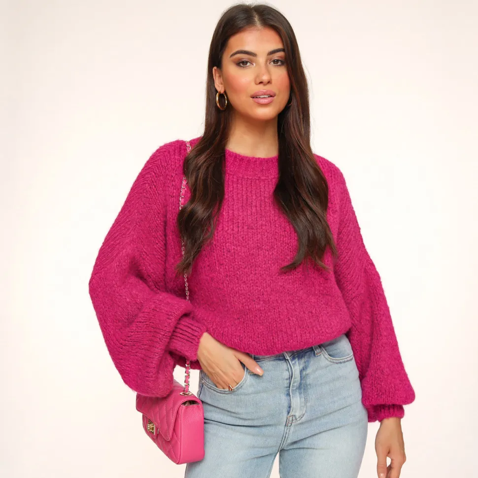 Olivia & Kate Dark Pink Wool Knitted-Sweater Clearance