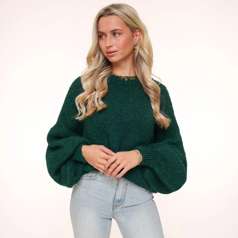 Olivia & Kate Darkgreen Wool Knitted-Sweater Best Sale
