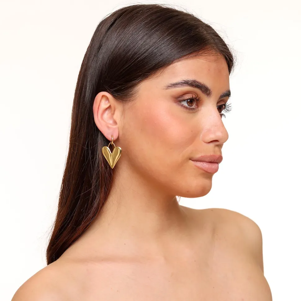 Olivia & Kate Golden Big Hearts Ring-Earrings Cheap