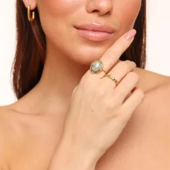 Olivia & Kate Golden Oval Row-Ring Cheap
