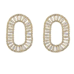 Olivia & Kate Golden Oval Zirconia Stones-Earrings Fashion