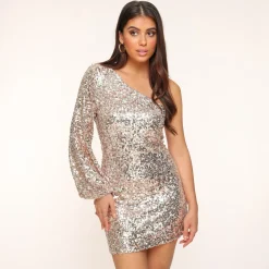 Olivia & Kate Golden Sequins One Ballon Sleeve-Dress Store