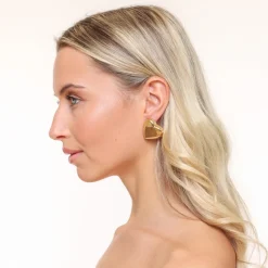Olivia & Kate Golden Statement Heart-Earrings New