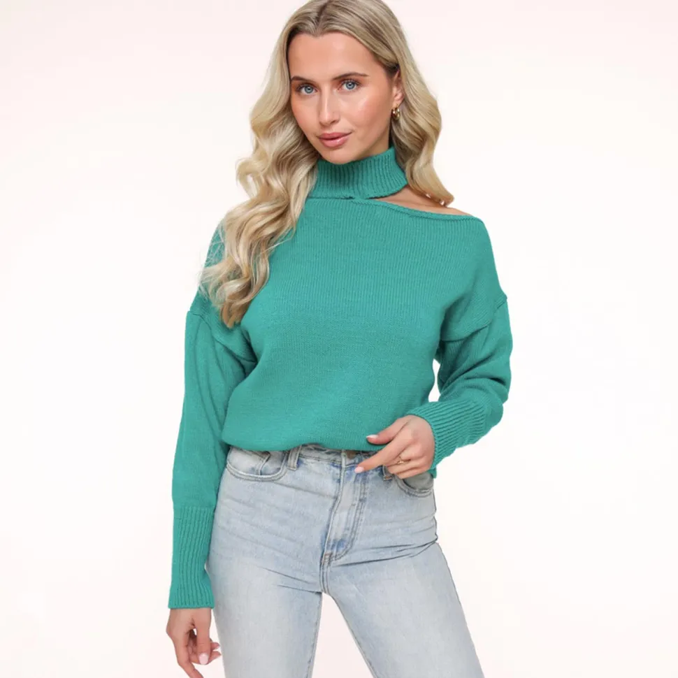 Olivia & Kate Green Choker-Sweater Best Sale