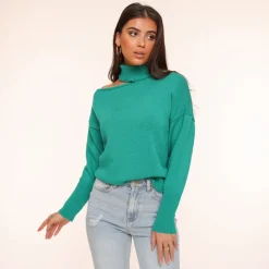 Olivia & Kate Green Choker-Sweater Best Sale