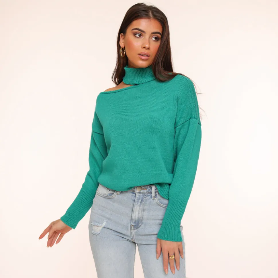 Olivia & Kate Green Choker-Sweater Best Sale