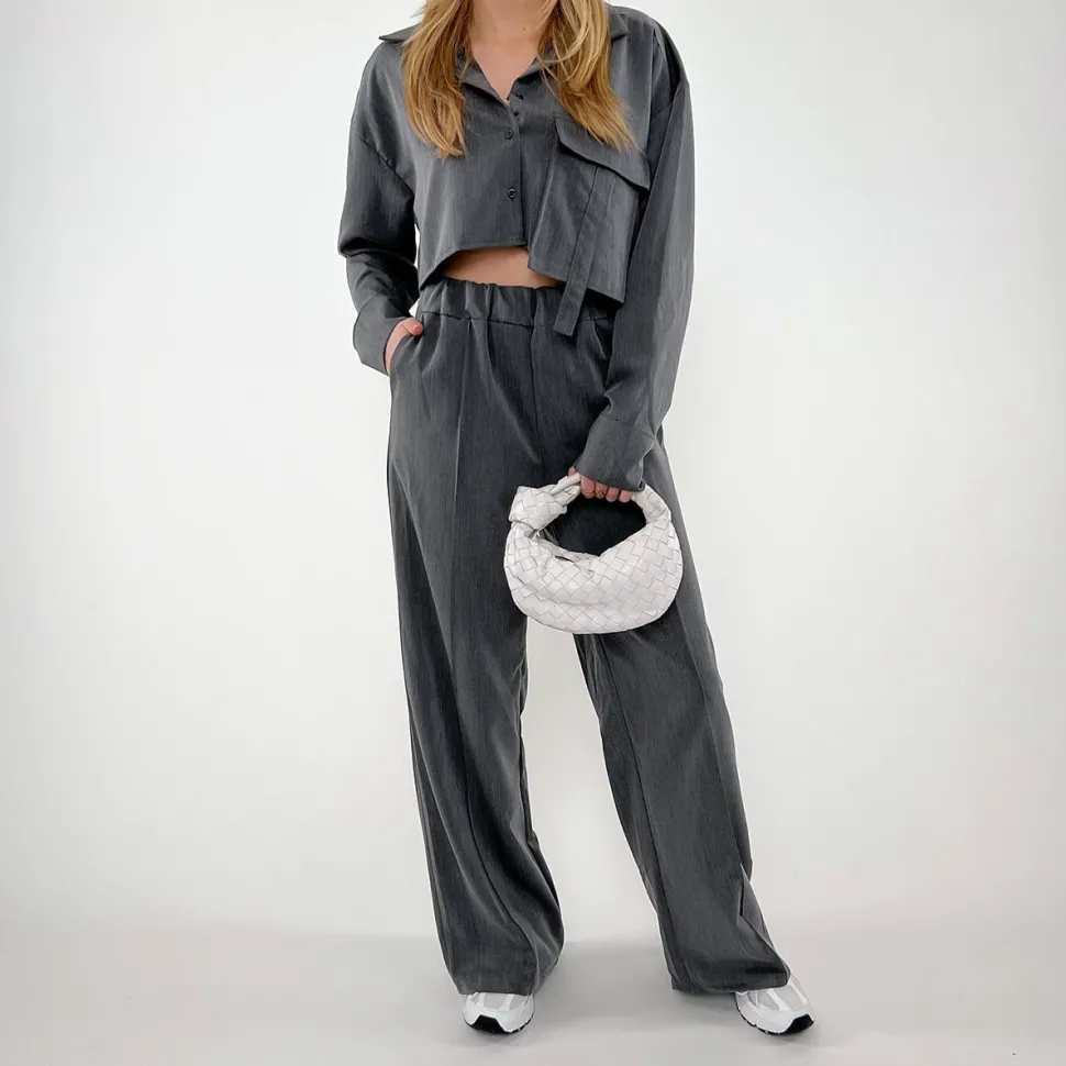 Olivia & Kate Grey Basic Cropped-Set Shop