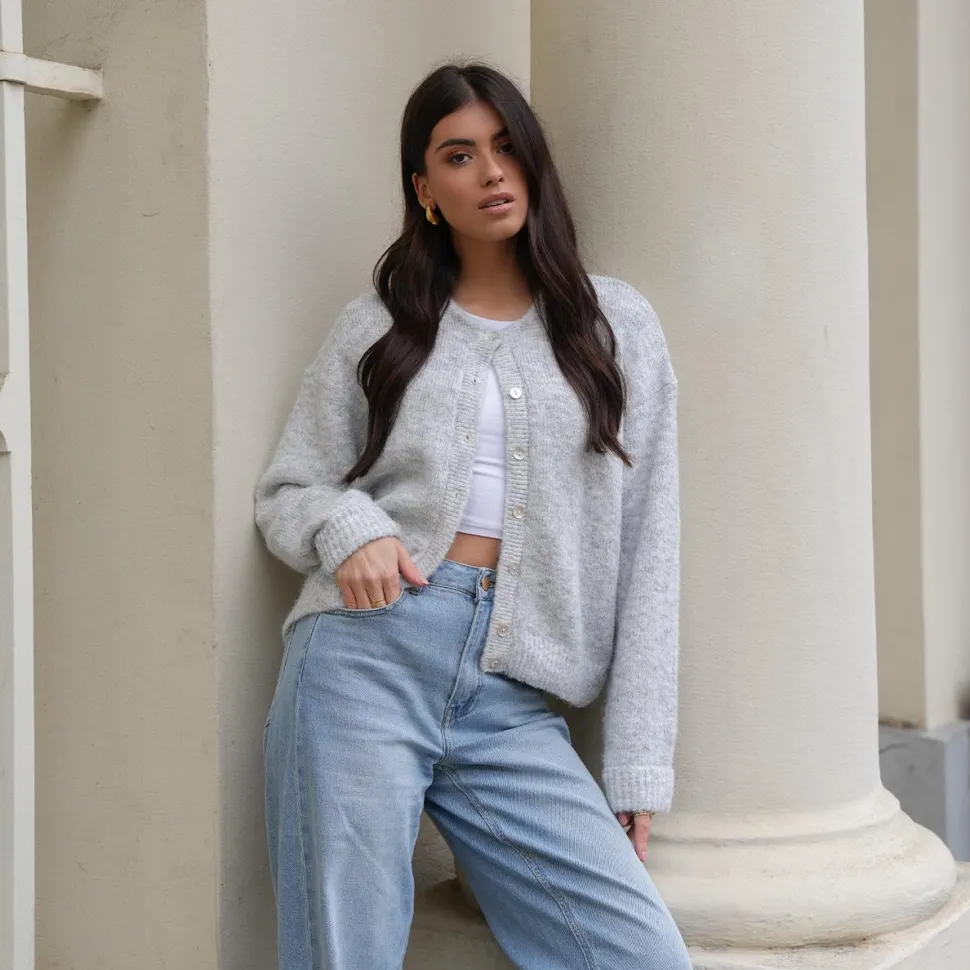 Olivia & Kate Grey Basic Knitted-Cardigan Store