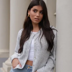 Olivia & Kate Grey Basic Knitted-Cardigan Store