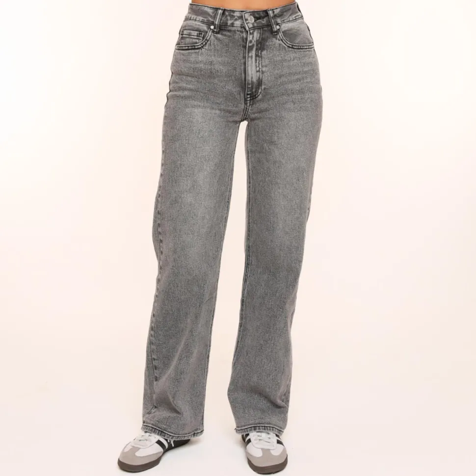 Olivia & Kate Grey Straight Wide-Jeans Discount