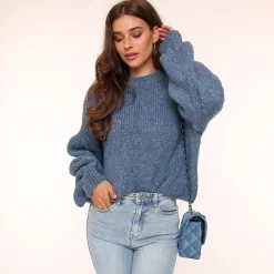 Olivia & Kate Jeans Blue Wool Knitted-Sweater Clearance