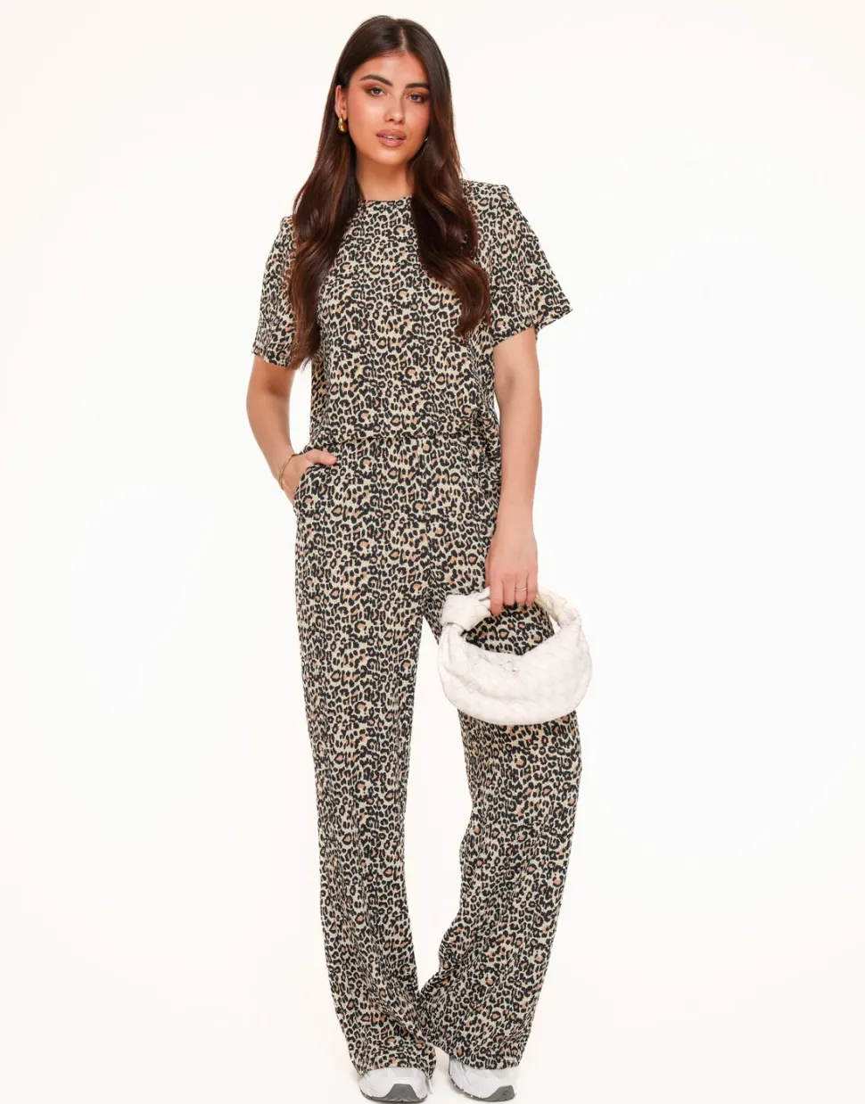 Olivia & Kate Leopard Pleated Ss-Top Fashion