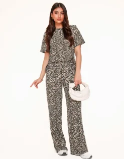 Olivia & Kate Leopard Pleated Ss-Top Fashion