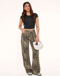 Olivia & Kate Leopard Wide-Jeans Outlet