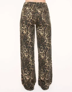 Olivia & Kate Leopard Wide-Jeans Outlet