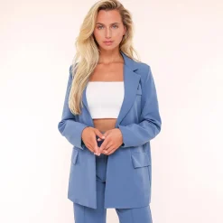 Olivia & Kate Light Blue Basic Straight-Blazer Cheap