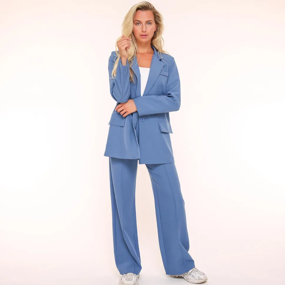 Olivia & Kate Light Blue Basic Straight-Blazer Cheap