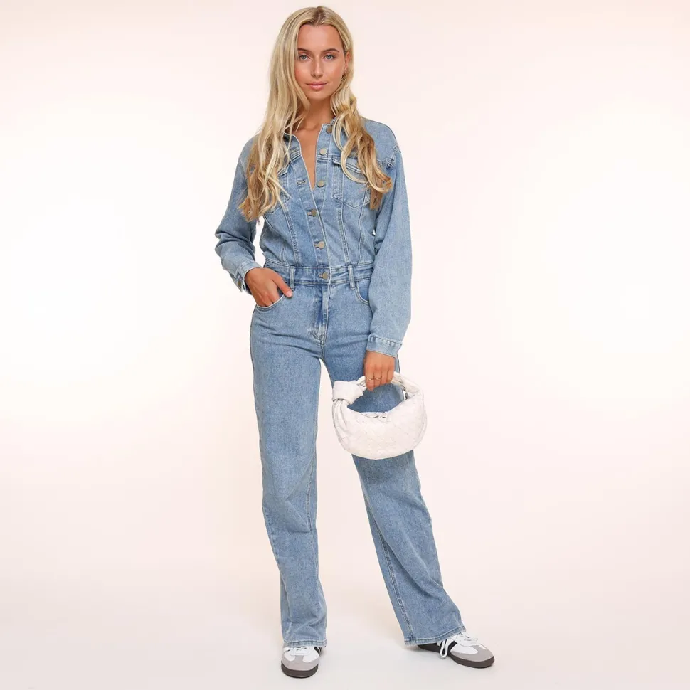 Olivia & Kate Light Blue Denim Ls-Jumpsuit Sale
