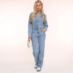 Olivia & Kate Light Blue Denim Ls-Jumpsuit Sale
