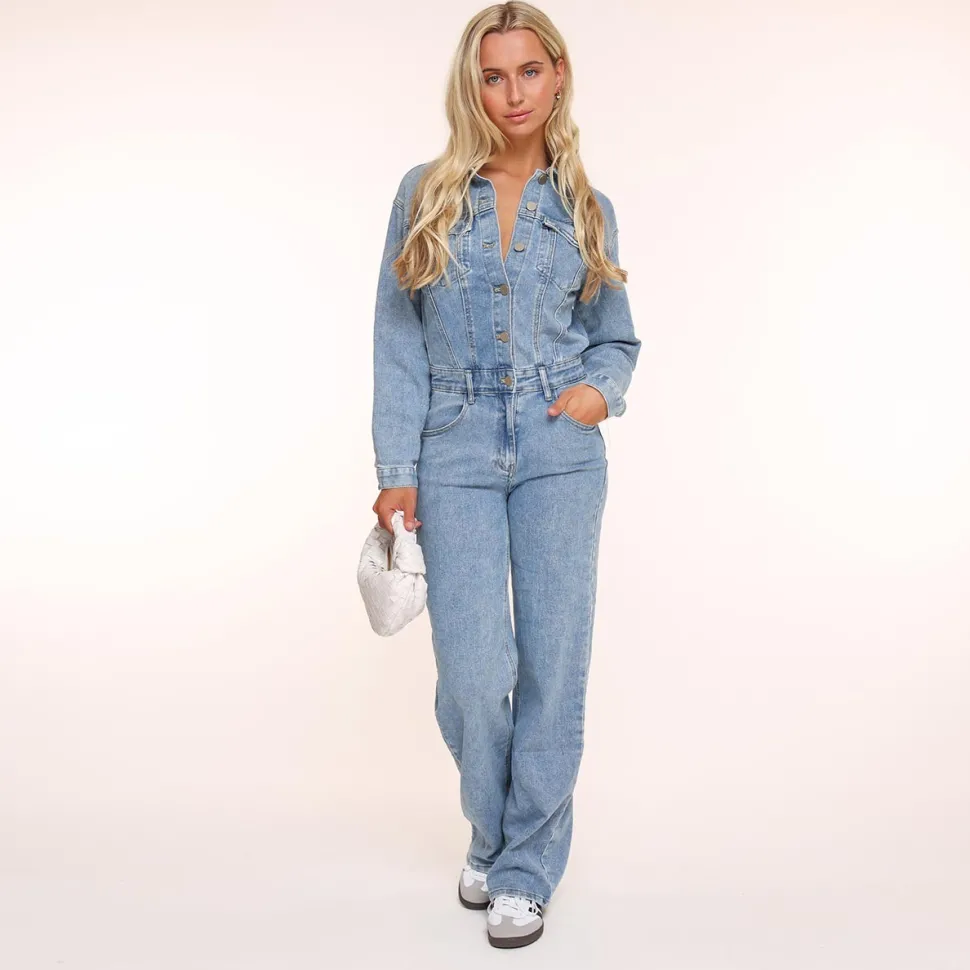 Olivia & Kate Light Blue Denim Ls-Jumpsuit Sale