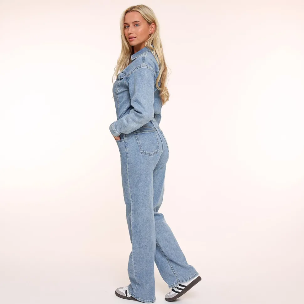 Olivia & Kate Light Blue Denim Ls-Jumpsuit Sale