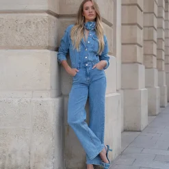 Olivia & Kate Light Blue Denim Ls-Jumpsuit Sale