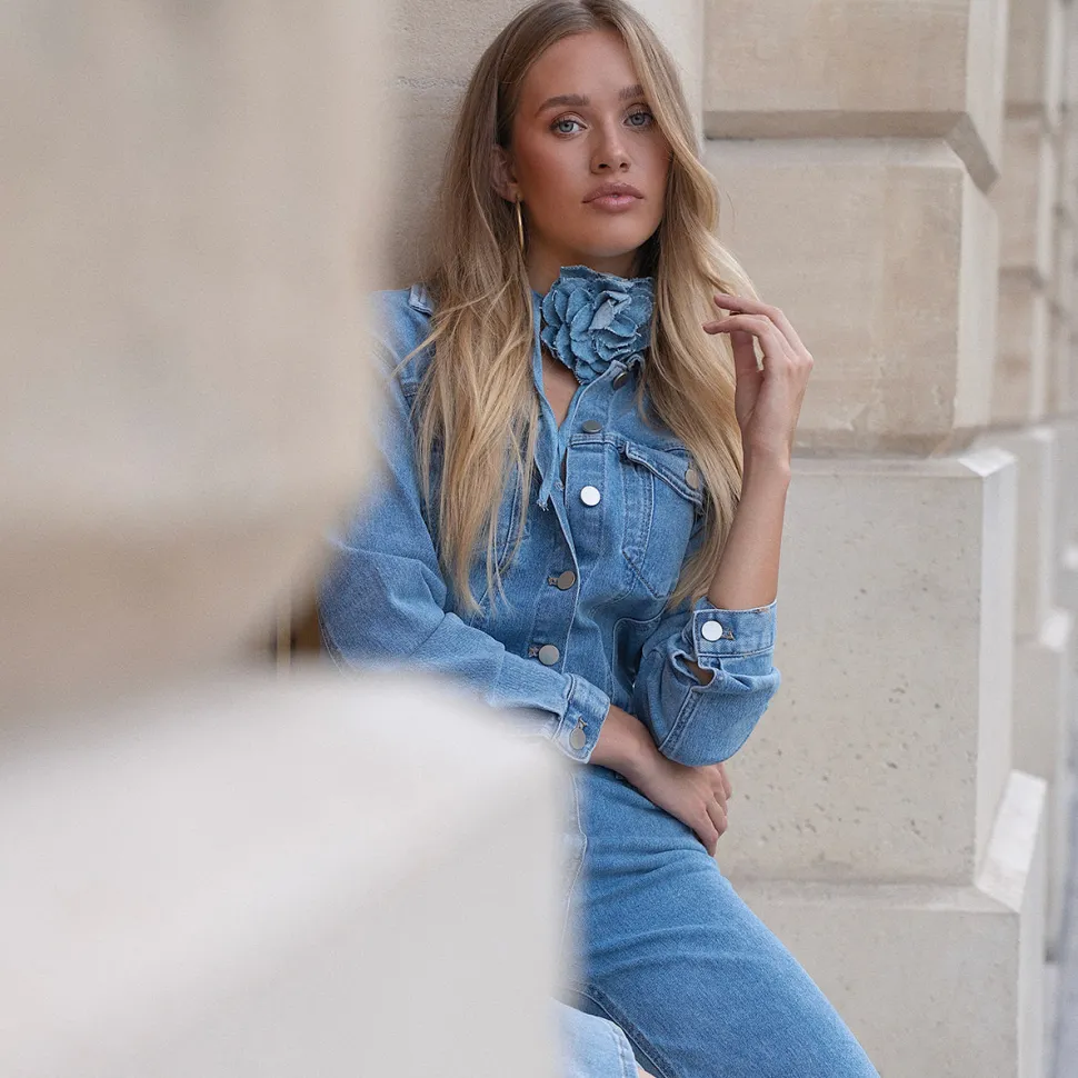 Olivia & Kate Light Blue Denim Ls-Jumpsuit Sale