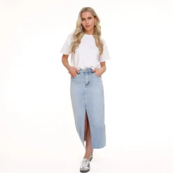 Olivia & Kate Light Blue Denim Split-Skirt Best