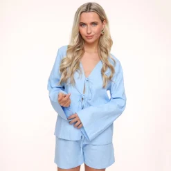Olivia & Kate Light Blue Linen-Short Discount