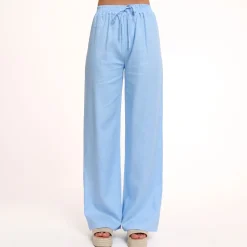 Olivia & Kate Light Blue Tall Linen-Pants Hot