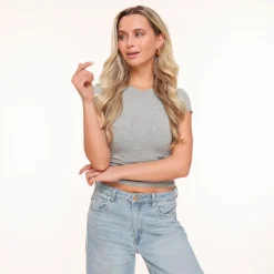 Olivia & Kate Light Grey Basic Ss-Top Cheap