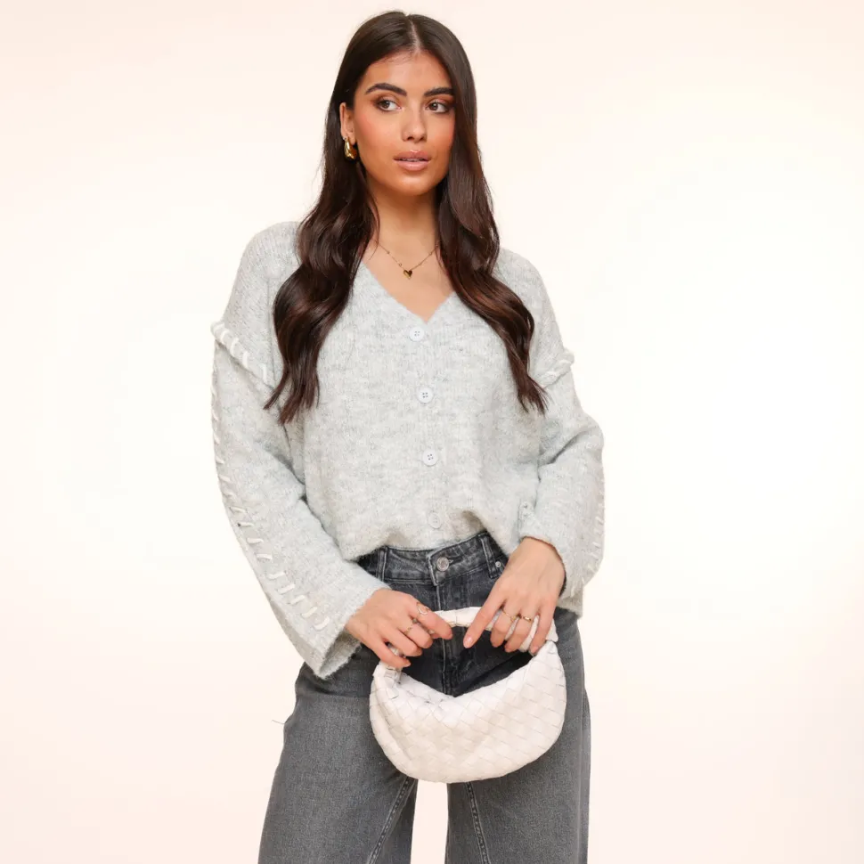 Olivia & Kate Light Grey Detailed Seams-Cardigan New