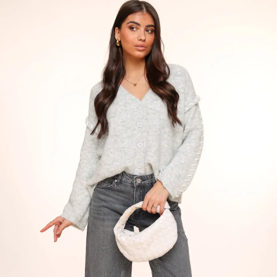 Olivia & Kate Light Grey Detailed Seams-Cardigan New