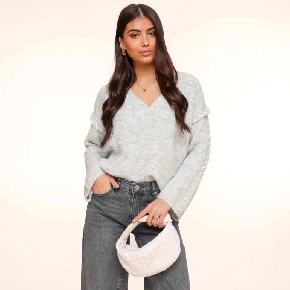 Olivia & Kate Light Grey Detailed Seams-Cardigan New