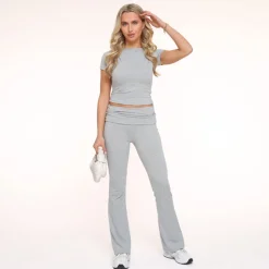 Olivia & Kate Light Grey Turned Edge Petite-Trouser Outlet