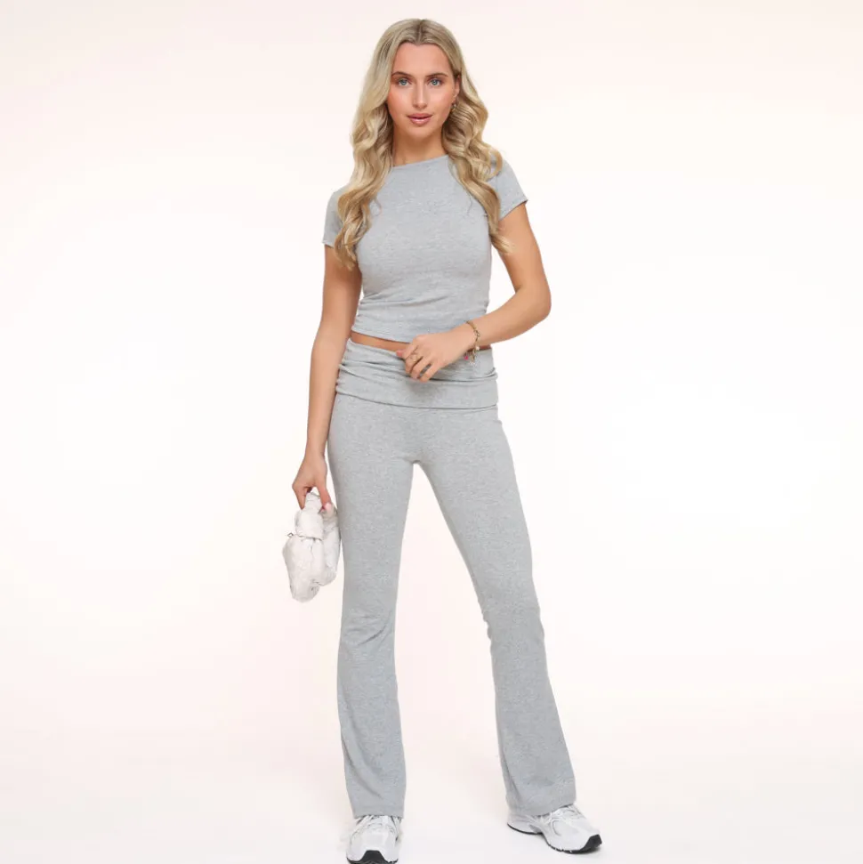 Olivia & Kate Light Grey Turned Edge Petite-Trouser Outlet