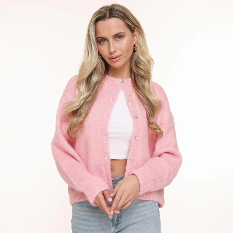 Olivia & Kate Light Pink Basic Knitted-Cardigan Best Sale
