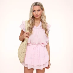 Olivia & Kate Light Pink Ruffle Detail-Top Cheap